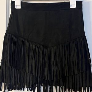 Altar’d State Black Faux Suede Fringe Mini Skirt Size Medium nwot